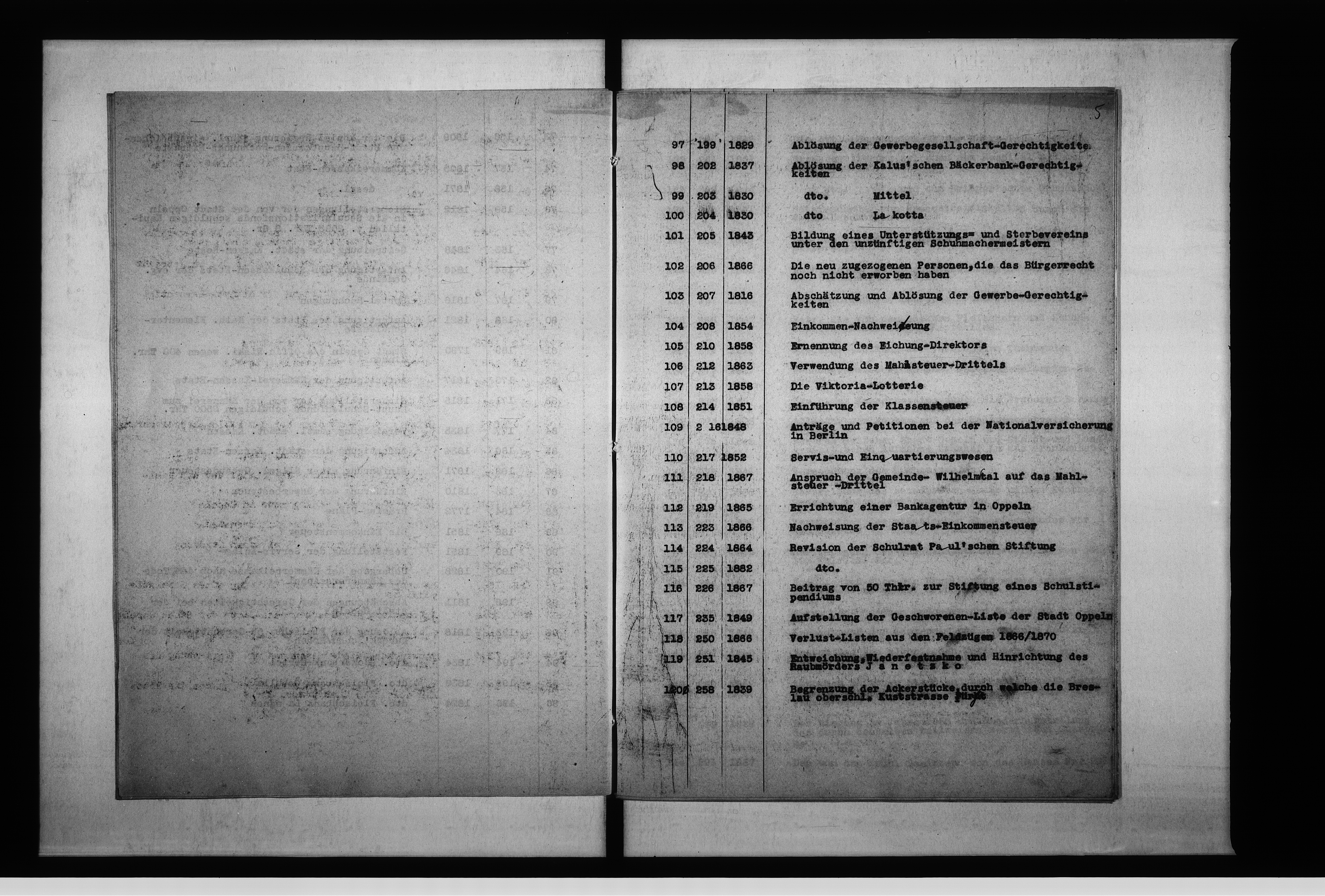 Obraz 9 z jednostki "Staatsarchiv Breslau Repositur 229 Abtlg. [Abteilung] Stadt Oppeln 2 abschriftliche Verzeichnisse enth[altend] Aktenstücke 1-1557 u[nd] 977a, 978a, zusammen 1559 Aktenstücke."