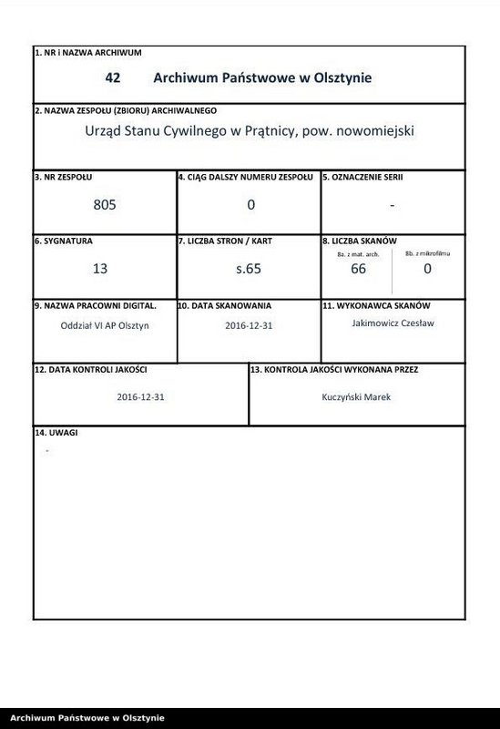image.from.unit.number "Ksiega małżeństw Nr 1 - 11,1 - 14,1 - 14,1 - 6,1 - 14 i 1 - 6 /przepisana w języju polskim z oryginału niemieckiego w dniach 11.02.-16.02.1961/"