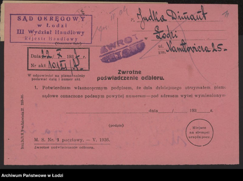 image.from.unit.number "Judka Dimant – drobna sprzedaż towarów bawełnianych"