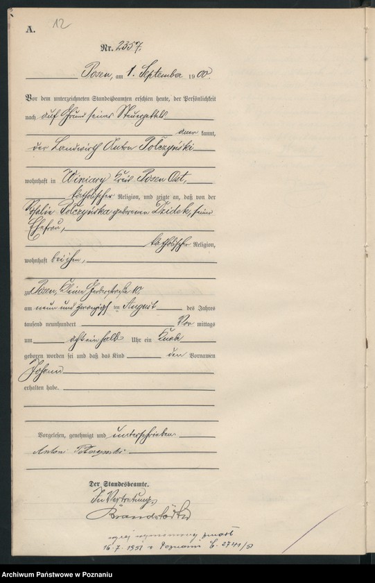 Obraz 15 z jednostki "Księga miejscowa urodzeń"