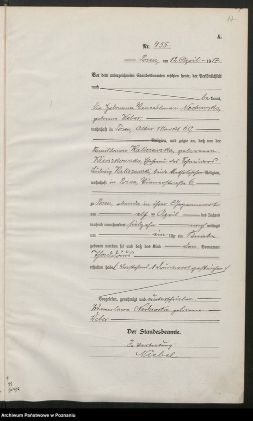 Obraz 19 z jednostki "Księga miejscowa urodzeń tom II [Rejestr główny urodzeń]"