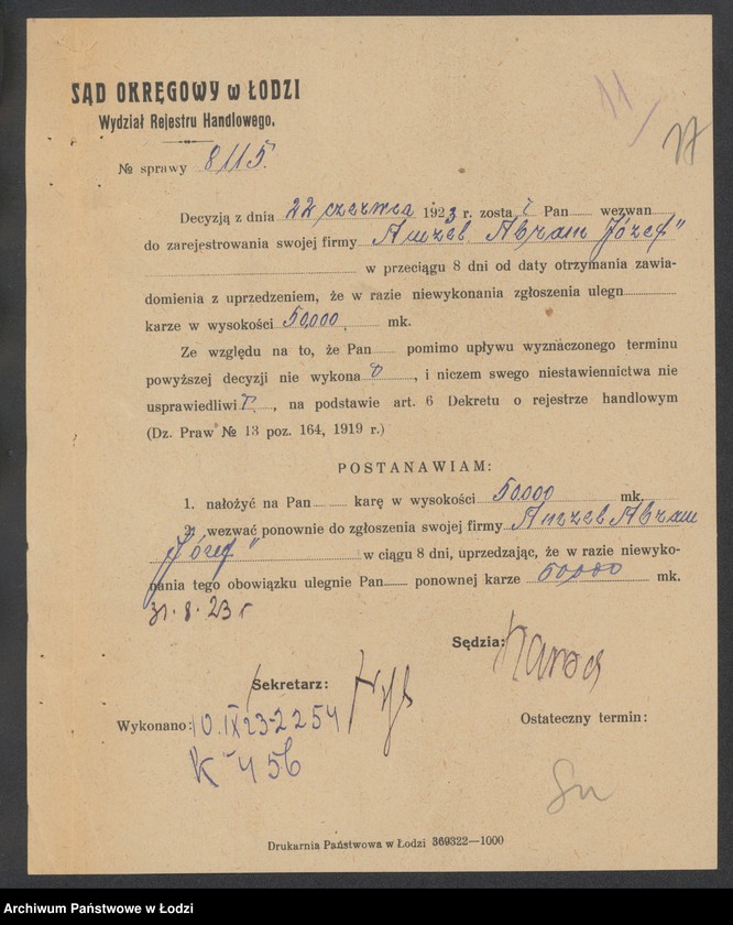 Obraz 19 z jednostki "Amzel Abram Józef- sprzedaż manufaktury i przędzy"