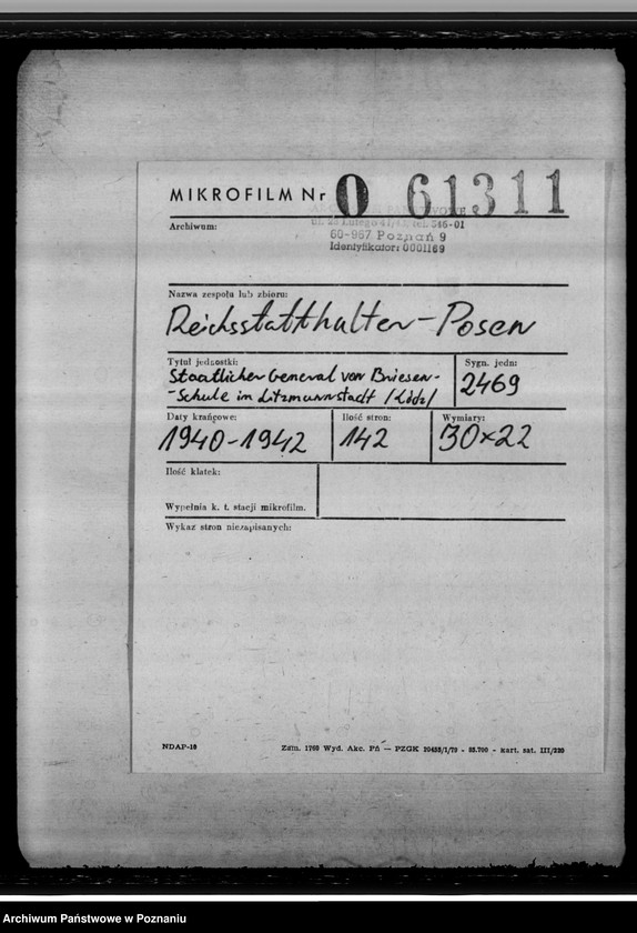 Obraz 2 z jednostki "Staatliche General von Briesen- Schule in Litzmannstadt (Łódź)"