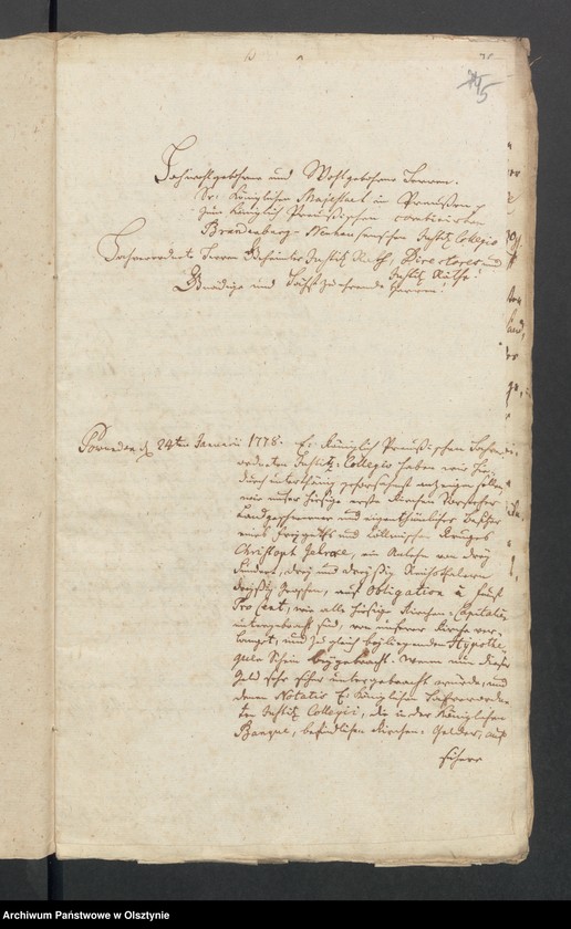 image.from.unit.number "In S. [Sachen] des Besitzers des Ellern=Kruges Christoph Goercke wegen eines nachgesuchten Anlehns von 333 rthl. [Reichsthaler] 30 gr. [Groschen] aus der Powundenschen Kirchen Caße 1778 item wegen Zurückzahlung deßelben"