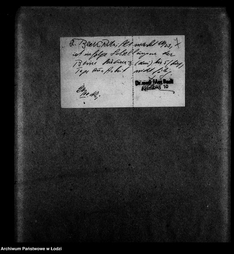 Obraz 10 z jednostki "Papiererzeugnisse-Abteilung [Zasiłki chorobowe dla pracowników wydziału, listy pracowników, zaświadczenia lekarskie]"