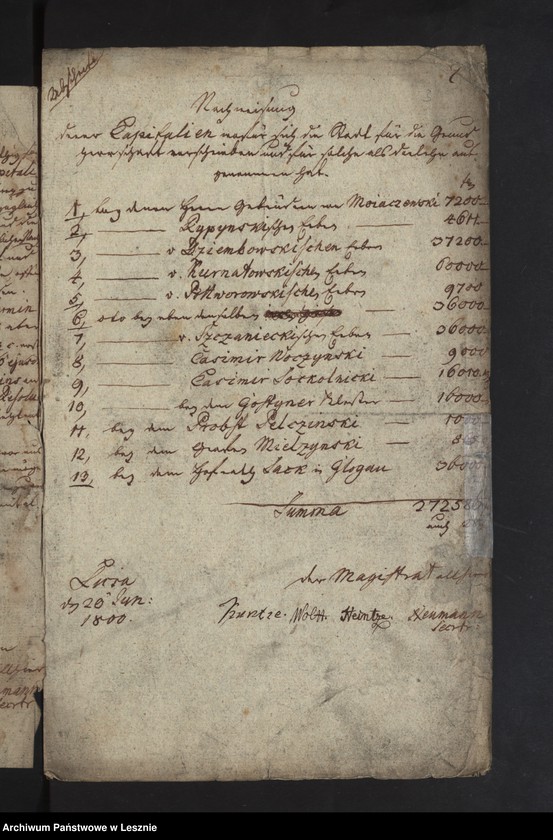 Obraz 6 z jednostki "[Akta manualia des Kriminalrats Künzel als Mandatarii des Magistrats zu Lissa in Liguidationssachen contra die Fürstl. von Sułkowski