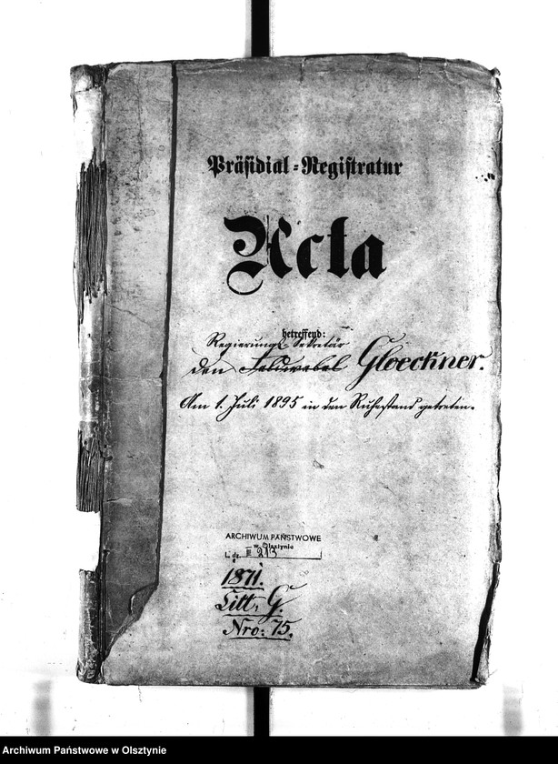 image.from.unit.number "Regierungs Sekretär Gloeckner [Ludwig] Am 1. Juli 1895 in den Ruhestand getreten"