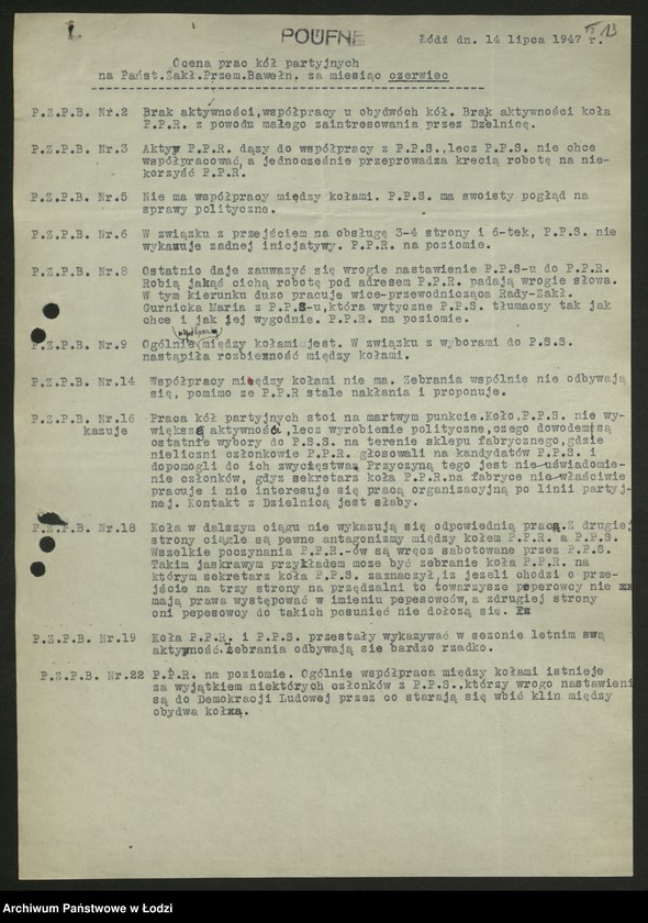 Obraz 20 z jednostki "Sprawozdania personalne w rozbiciu na branże przemysłowe [nadesłane przez centralne zarządy, zjednoczenia i fabryki] t.2"