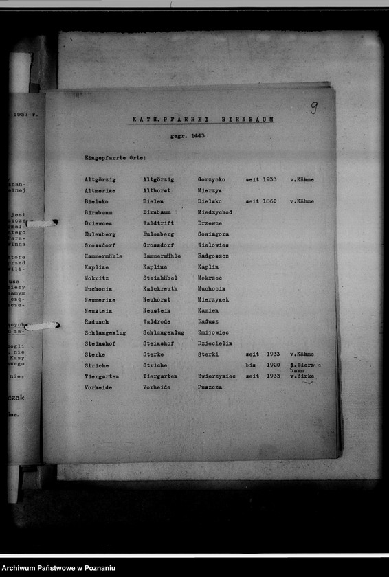 image.from.unit.number "Kreissippenamt Birnbaum [Międzychód]. Bücher evangelischer Kirchen, Altlutheraner, Bücher katholischer Kirchen, Zivilstandsregister, Seelenlisten, Zweitschriften"