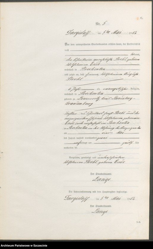 Obraz 8 z jednostki "Sterbe-Register (Neben-Register)"
