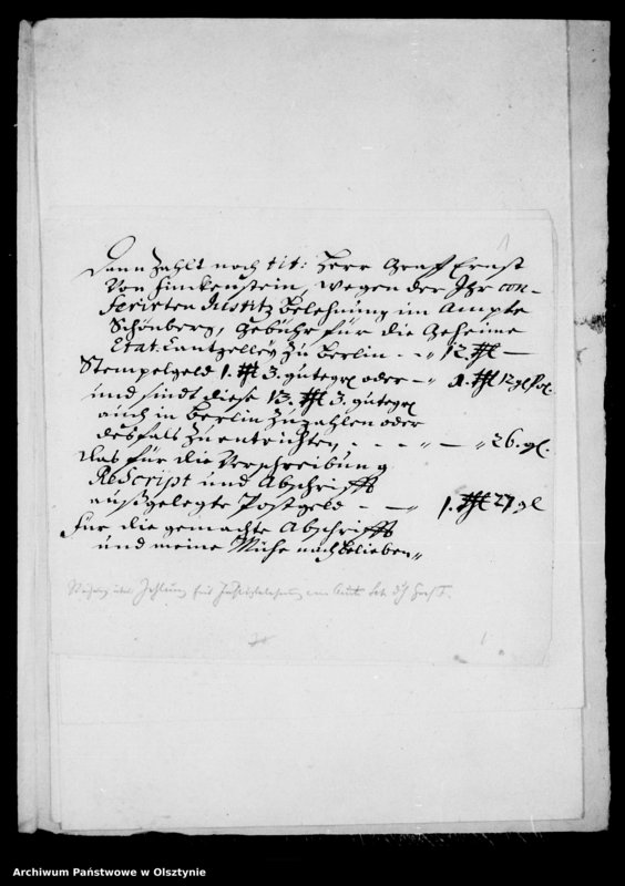 image.from.unit.number "Rechnungen über Zahlungen des Ernst Graf von Finckenstein für Justitzbelehnungen im Amte Schönberg"