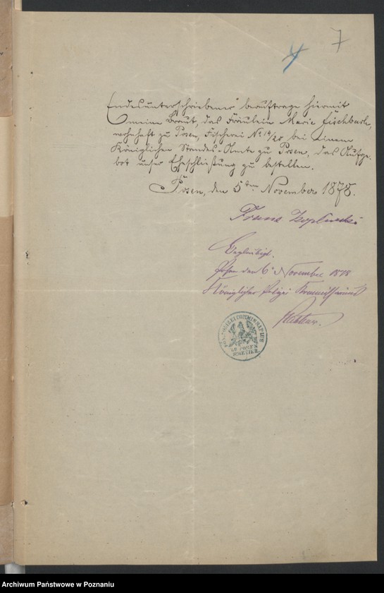 Obraz 9 z jednostki "Die von den Verlobten beigebrachten Urkunden zur Eheschliessung pro 1878"