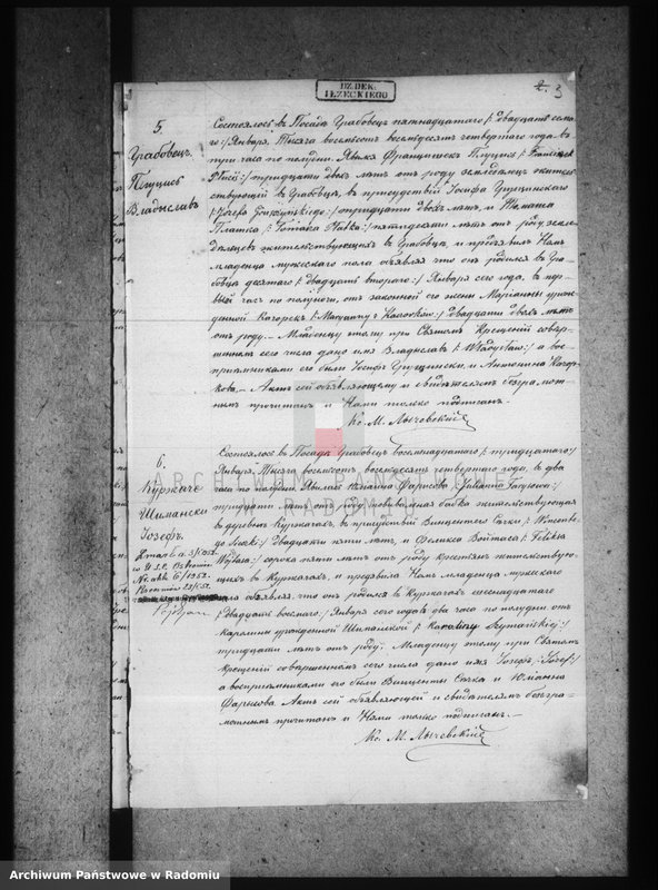 image.from.unit.number "[Duplikat akt urodzonych, zaślubionych i zmarłych parafii Grabowiec za 1884 r.]"