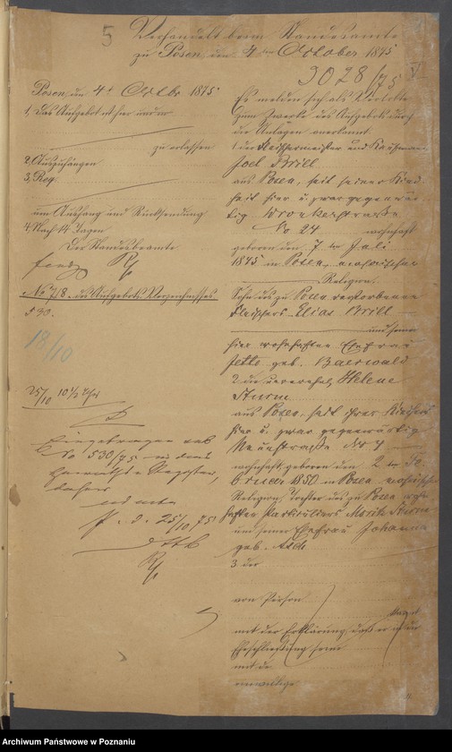 Obraz 6 z jednostki "Die von den Verlobten beigebrachten Urkunden zur Eheschliessung pro 1875"