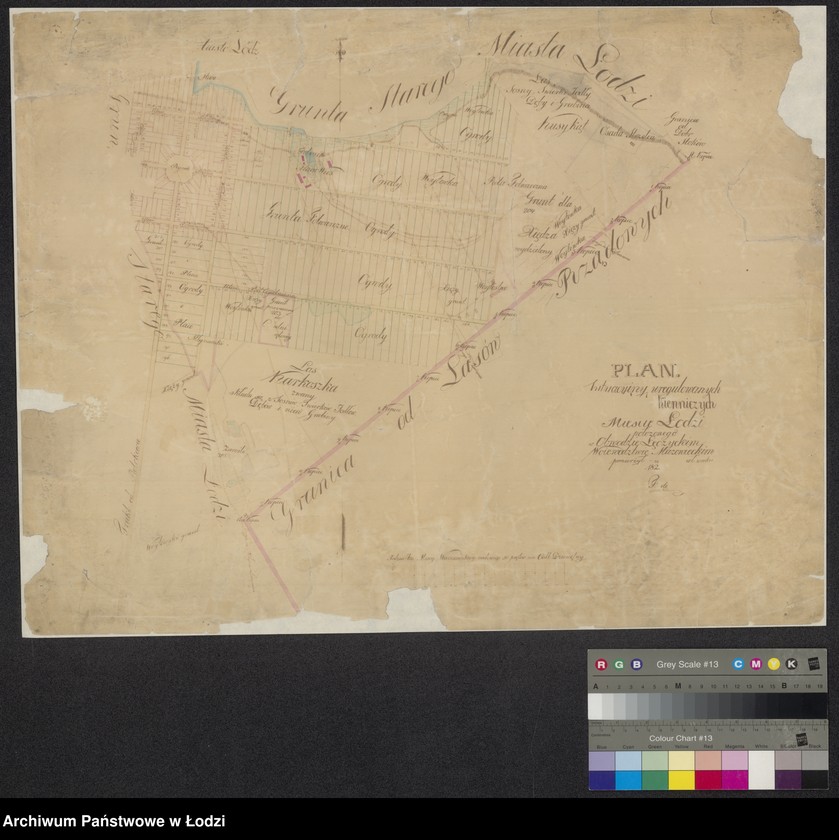 Obraz 1 z jednostki "Plan sytuacyjny uregulowanych ogrodów sukienniczych Mieście Łodzi położonego ..."