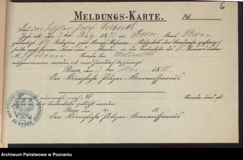 Obraz 8 z jednostki "Die von den Verlobten beigebrachten Urkunden zur Eheschliessung pro 1898"