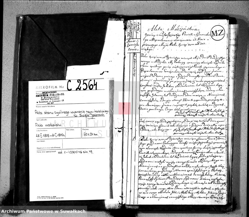 image.from.unit.number "Akta zaślubionych gminy święto-jeziorskiey od 1 maja 1809 roku"