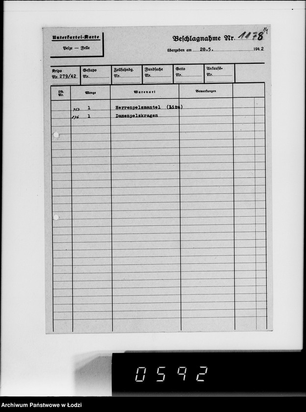 Obraz 18 z jednostki "Kripo. Kartei-Karten Beschlagnahme Nr.968-1397"