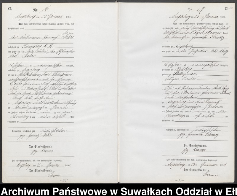 Obraz 13 z jednostki "Sterbe-Neben-Register des Preussischen Standes-Amtes Angerburg Kreis Angerburg"