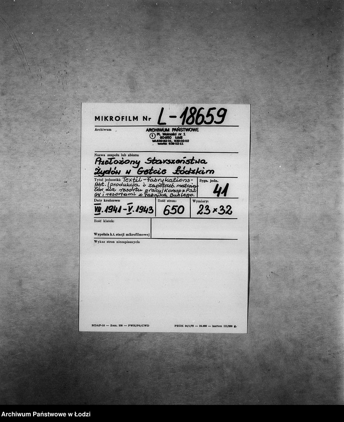 Obraz 2 z jednostki "Textil-Fabrikations-Abteilung [Produkcja i zapotrzebowanie materiałów dla resortu pracy]"