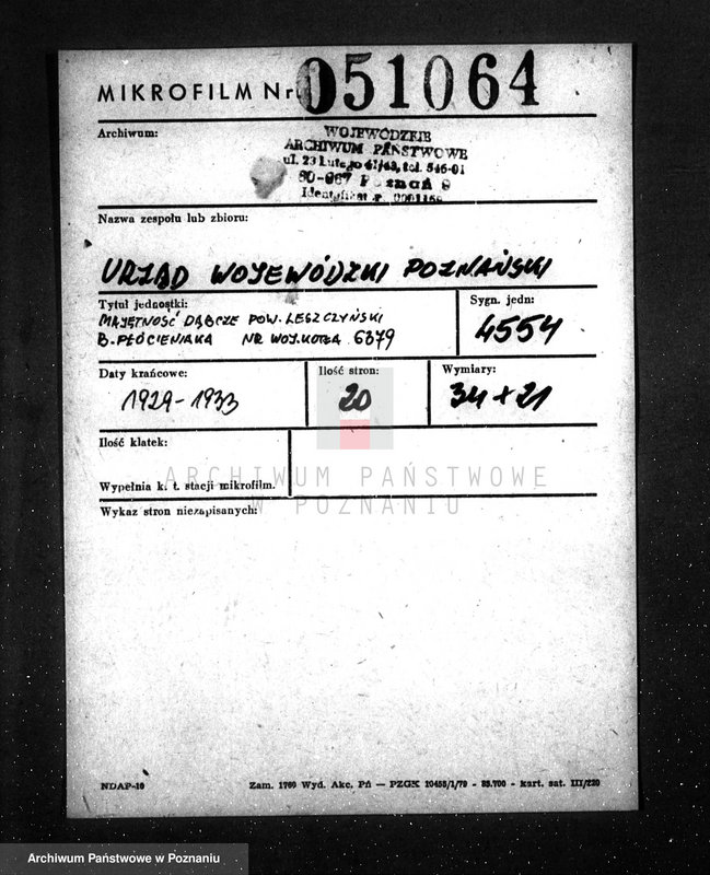 Obraz 2 z jednostki "Majętność Dąbcze B. Płócieniaka, pow. leszczyński nr woj. kotła 6379"