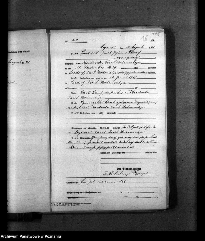 Obraz 20 z jednostki "Kreis Hohensalza (Inowrocław). Wykazy miejscowych Niemców, którzy zginęli w 1939 roku L - Z"