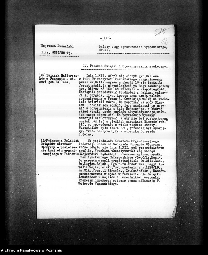 Obraz 16 z jednostki "Sprawozdania sytuacyjne tygodniowe za czas od 30 listopada do 27 grudnia 1928 r."