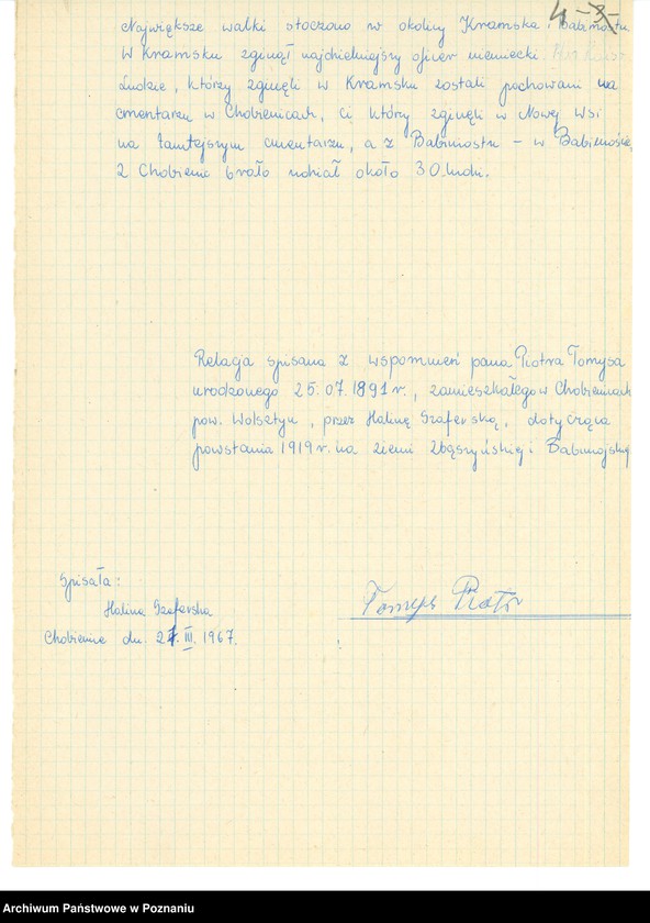 Obraz 15 z jednostki "Relacje i wspomnienia dotyczące powstania wielkopolskiego: 1. Chobienice, powiat Wolsztyn, województwo poznańskie."