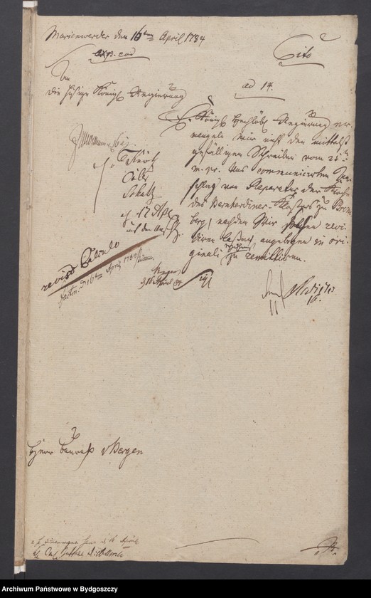 image.from.unit.number "Acta die Bauten und Reparaturen der Kirchen e.[tc.] Gebäuden des Bernhardiner - Kloster zu Bromberg. [Spór sióstr Przysieckich z Przyłęk z klasztorem o łąki]"