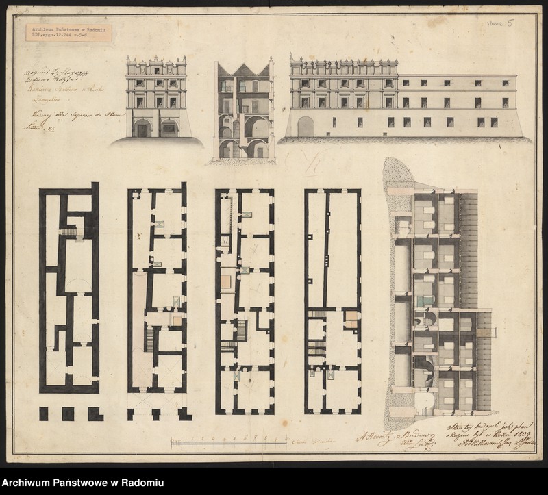 Obraz z jednostki "[12 rysunków zabudowań ordynackich w Zamościu i Janowicach - dowody do zakończonego 6 CI 1817 r. protokołu likwidacyjnego Kommissyi dla Oszacowania Szkód Zamościa, dołączone przez pełnomocnika Ordynata w związku z zajęciem miasta Zamościa na twierdzę]"