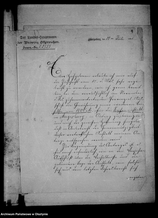 image.from.unit.number "/Beihilfen des V. F. V.- Berlin, des Oberpräsidenten, Provinzial- Subventionen des Landeshauptmanns u. a. Wohltäter für das Siechenhaus der Gfin Anna Lehndorff- Steinort/"