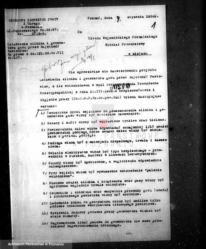 Obraz 6 z jednostki "Zatwierdzenie zakładu przemysłowego - kotłowni w maj. Pawłowice -A. Mielżyńskiego pow. leszczyński"