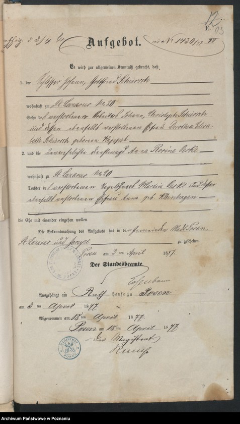 Obraz 15 z jednostki "Die von den Verlobten beizubriegenden Urkunden"