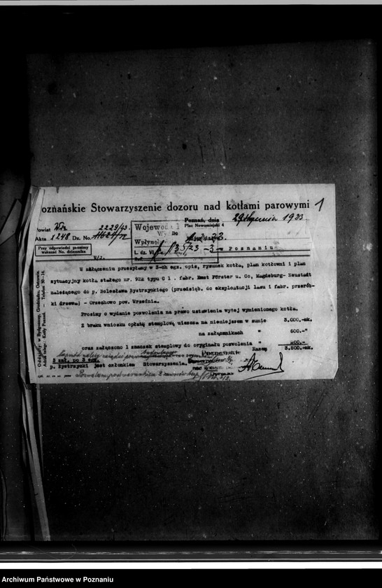 image.from.unit.number "Eksploatacja lasów i fabryka przeróbki drzewa w Orzechowie powiat wrzesiński B. Bystrzycki nr woj. 99"