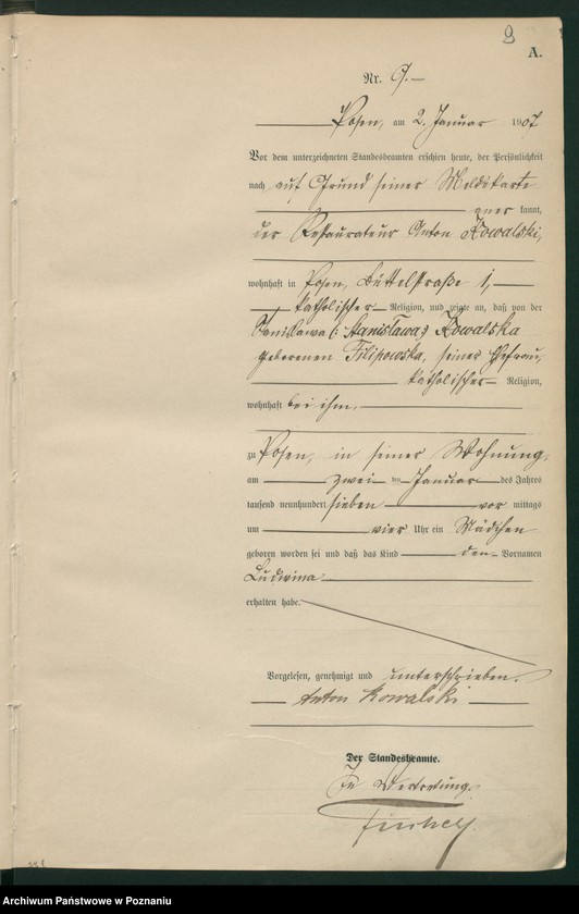 Obraz 11 z jednostki "Księga miejscowa urodzeń tom I [Rejestr główny urodzeń]"