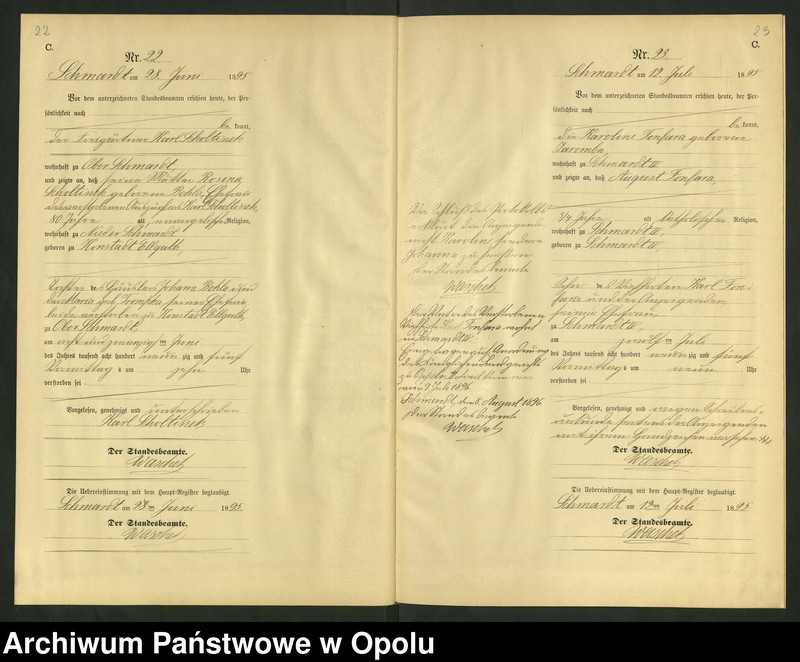 image.from.unit.number "Sterbe-Neben-Register Standesamts Schmardt pro 1895"