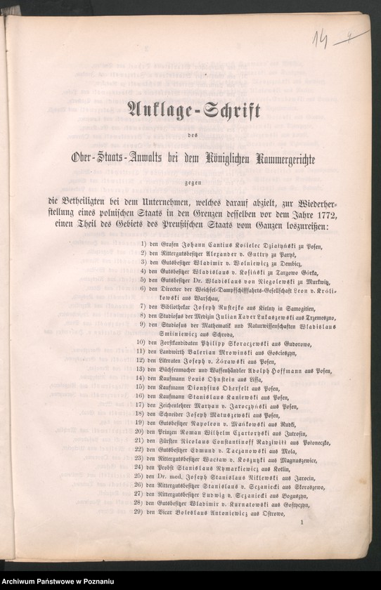 Obraz 18 z jednostki "Anklage - Schrift im Polenprozess 1864"