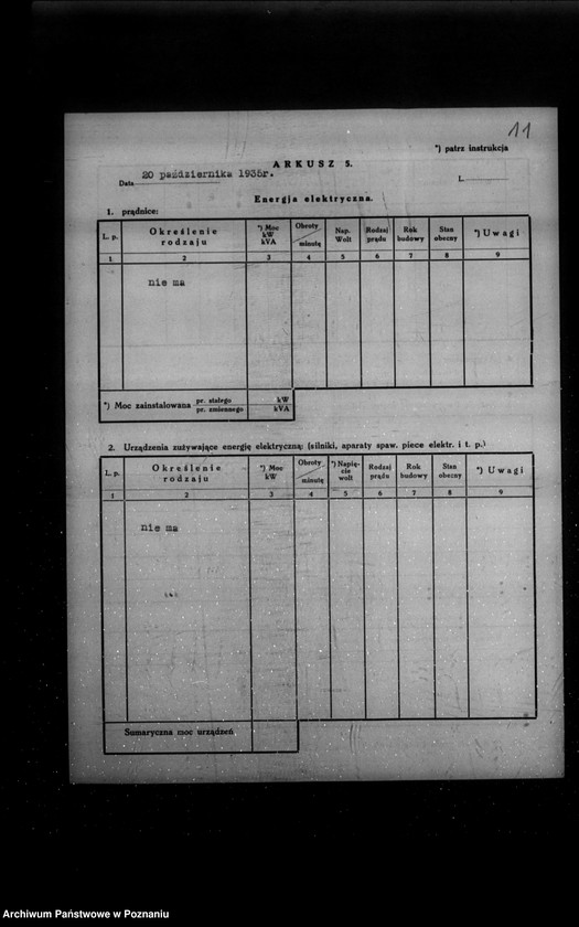 Obraz 15 z jednostki "Kwestionariusz Gazowni Miejskiej w Jutrosinie powiat rawicki"