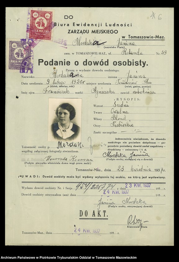 image.from.unit.number "Dowodów osobistych od nr 951 do 1100. Tom VII"