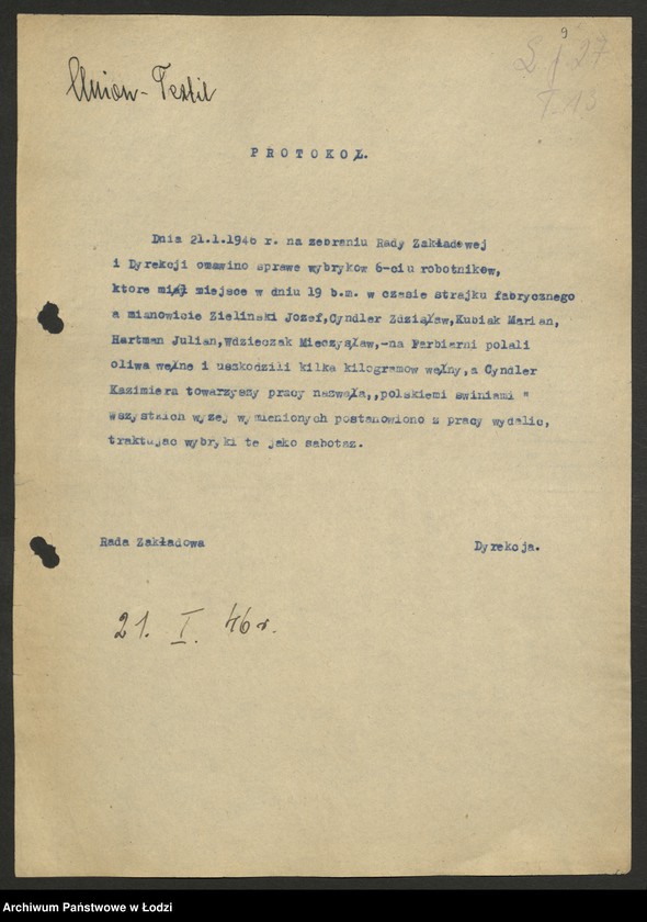 Obraz 10 z jednostki "Sprawozdania ze strajków według zakładów"