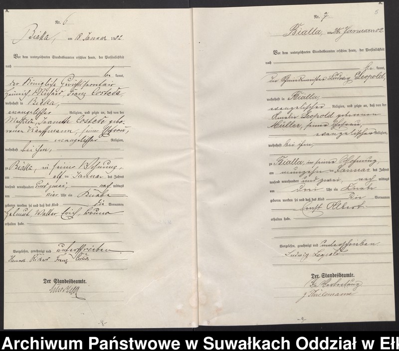 image.from.unit.number "Geburts-Haupt-Register des Königlichen Preussischen Standes-Amtes Bialla Kreis Johannisburg"