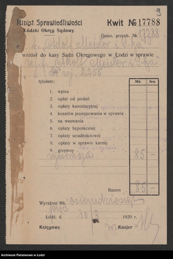 Obraz 11 z jednostki "Adolf Meister i S-ka- warsztaty elektrotechniczne i biuro instalacyjne"