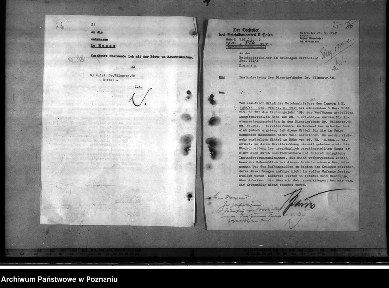 Obraz 18 z jednostki "Dienstgebäude des Reichsstatthälters Dr. Wilmsstrasse 58 - Poznań"
