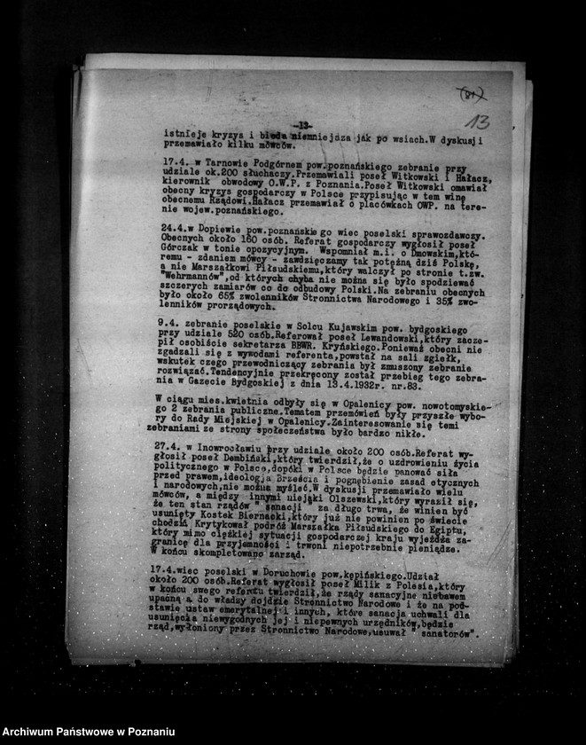 Obraz 17 z jednostki "Sprawozdania z polskiego legalnego ruchu polityczno-społecznego za miesiące kwiecień, maj, czerwiec 1932 r."