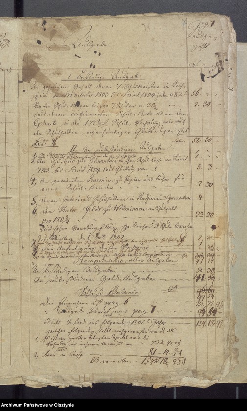 image.from.unit.number "Schul-Cassen Rechnung des Kirchspiels Widminnen"