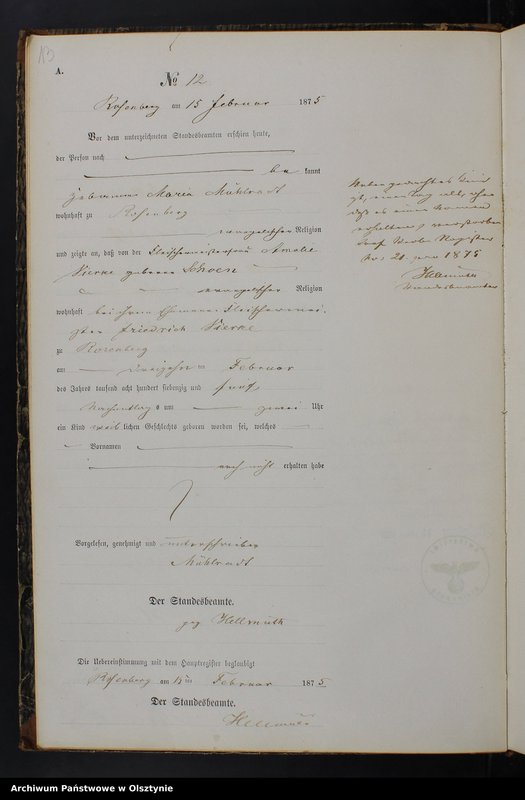 Obraz 15 z jednostki "Geburts-Neben-Register Nr 1 - 121"