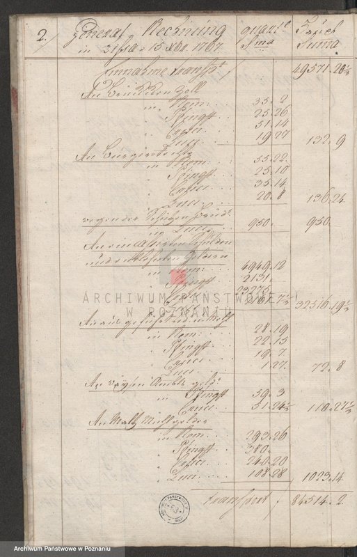 Obraz 4 z jednostki "Generalrechnung der Stadt Lissa; język niemiecki"