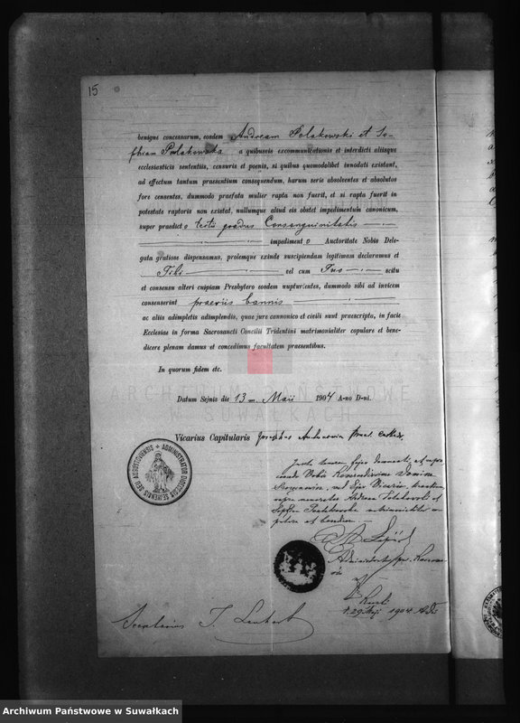 Obraz 19 z jednostki "Dokumenty k aktom o brakosočetaršichsja po prichodu Bakalažewo v 1904 godu"