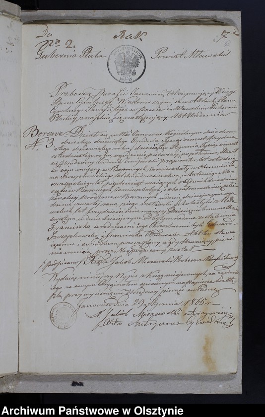 image.from.unit.number "Annexa Ślubów z Parafij Grzebskiey z Roku 1865"