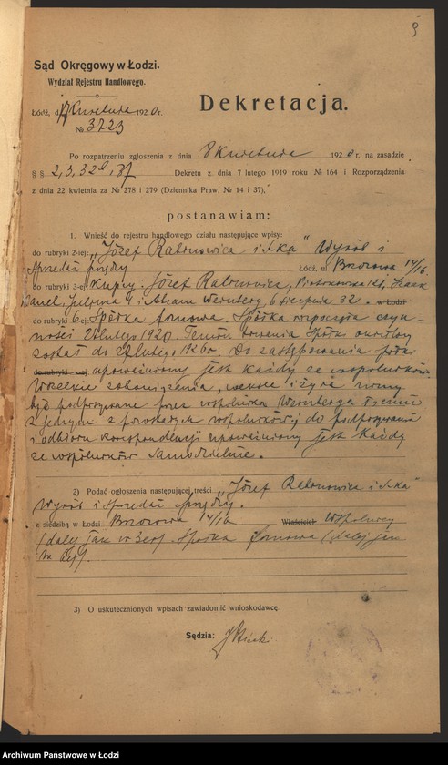 Obraz 11 z jednostki "„Józef Rabinowicz i s-ka” – wyrób i sprzedaż przędzy"